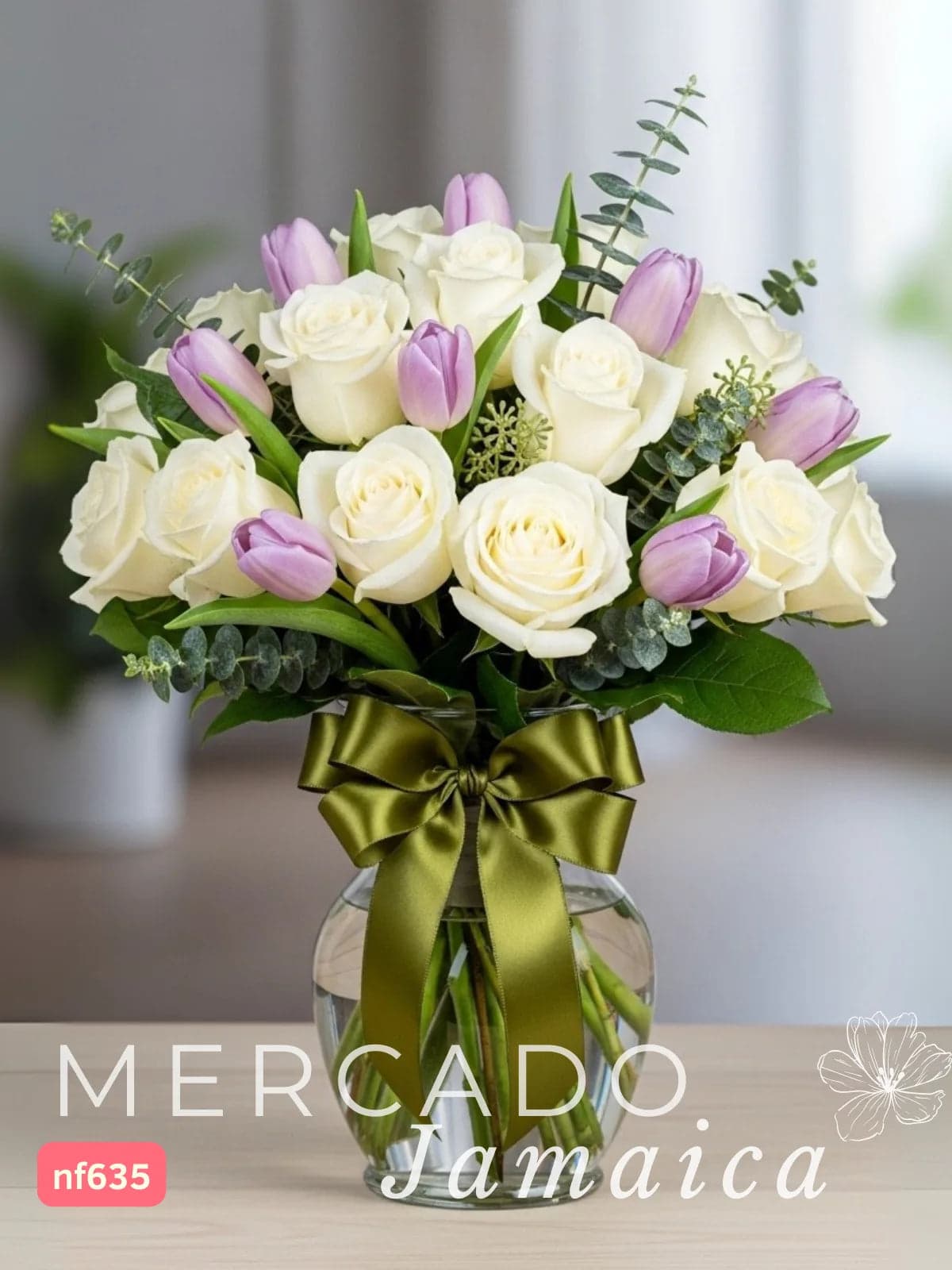 20 Rosas Blancas y 10 Tulipanes Lila CDMX