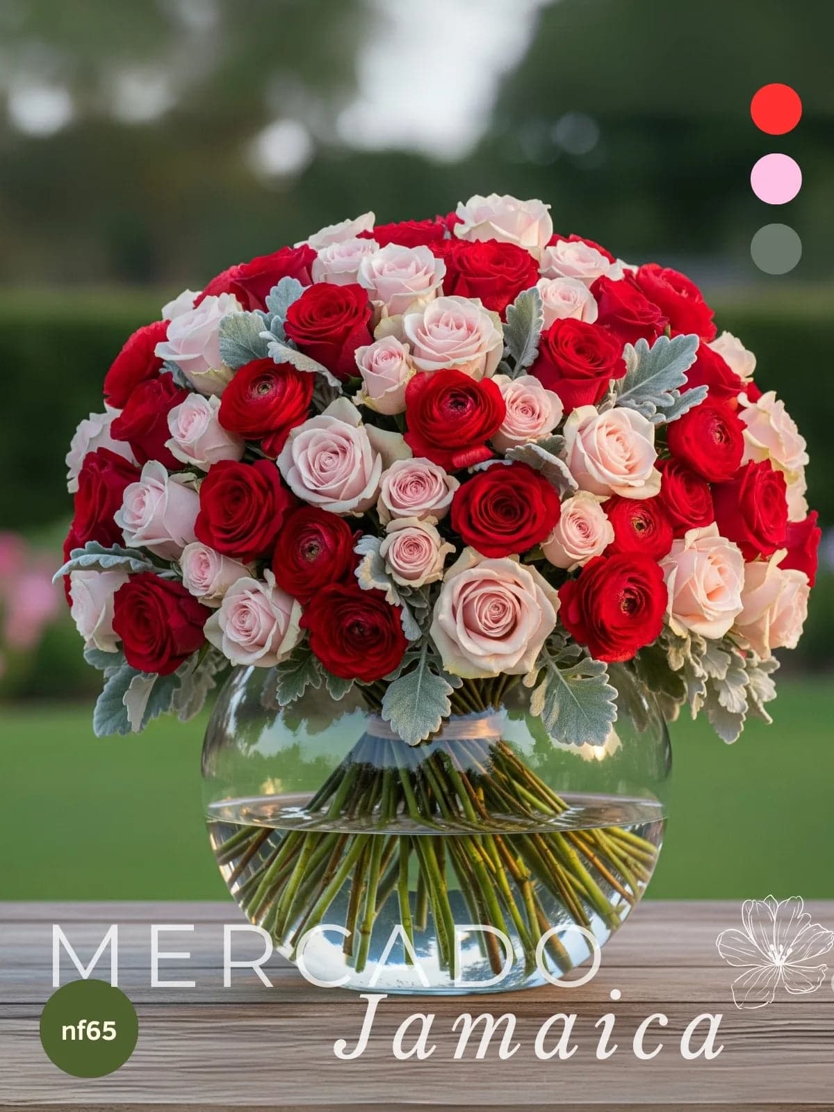 48 Rosas Rojas y Rosa con Ranunculus CDMX