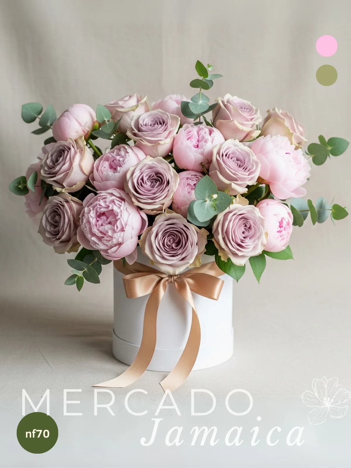 Arreglo 10 Peonías Rosa y 24 Rosas Amnesia CDMX
