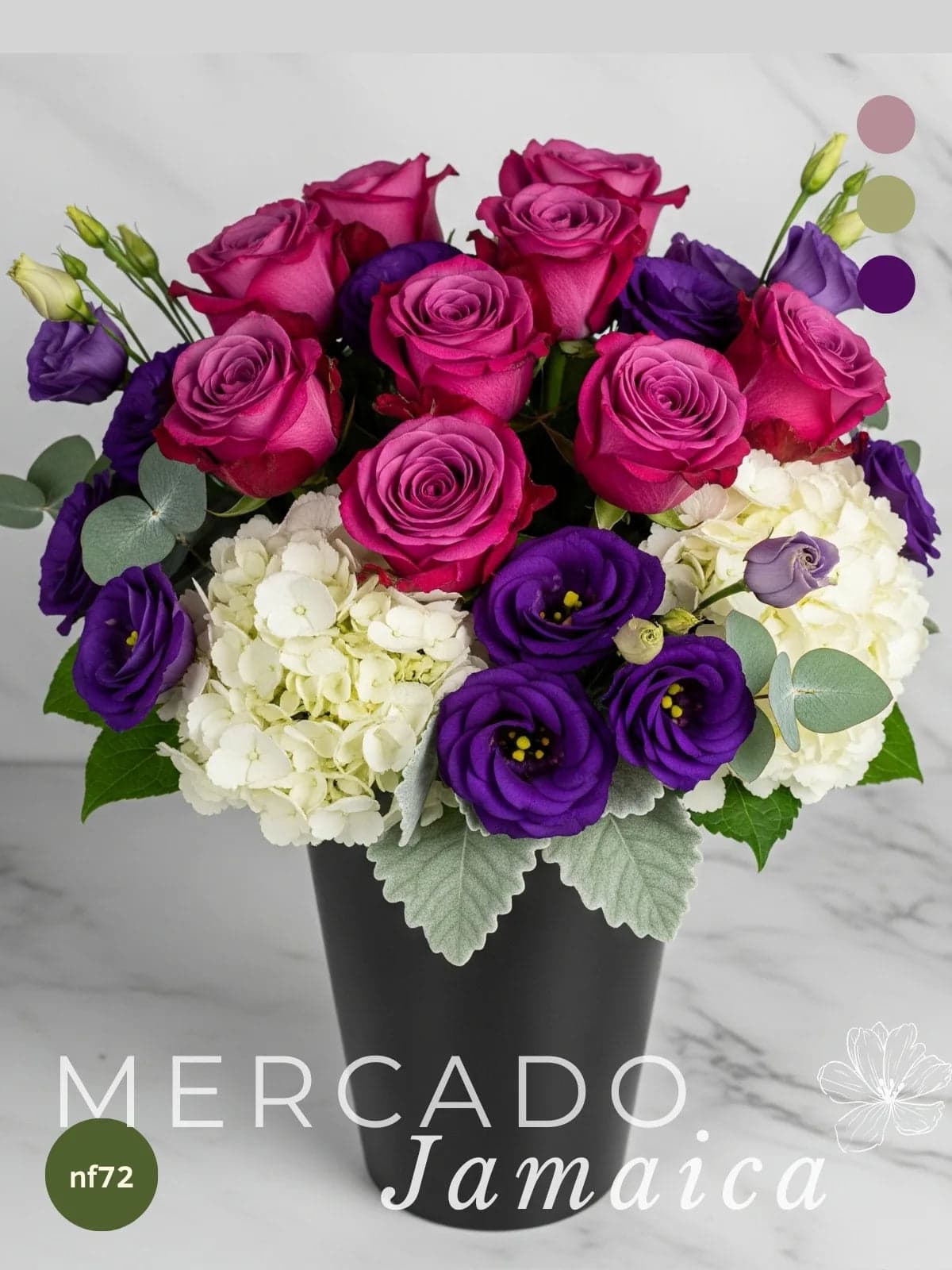 24 Rosas Moradas en Florero | Arreglo CDMX