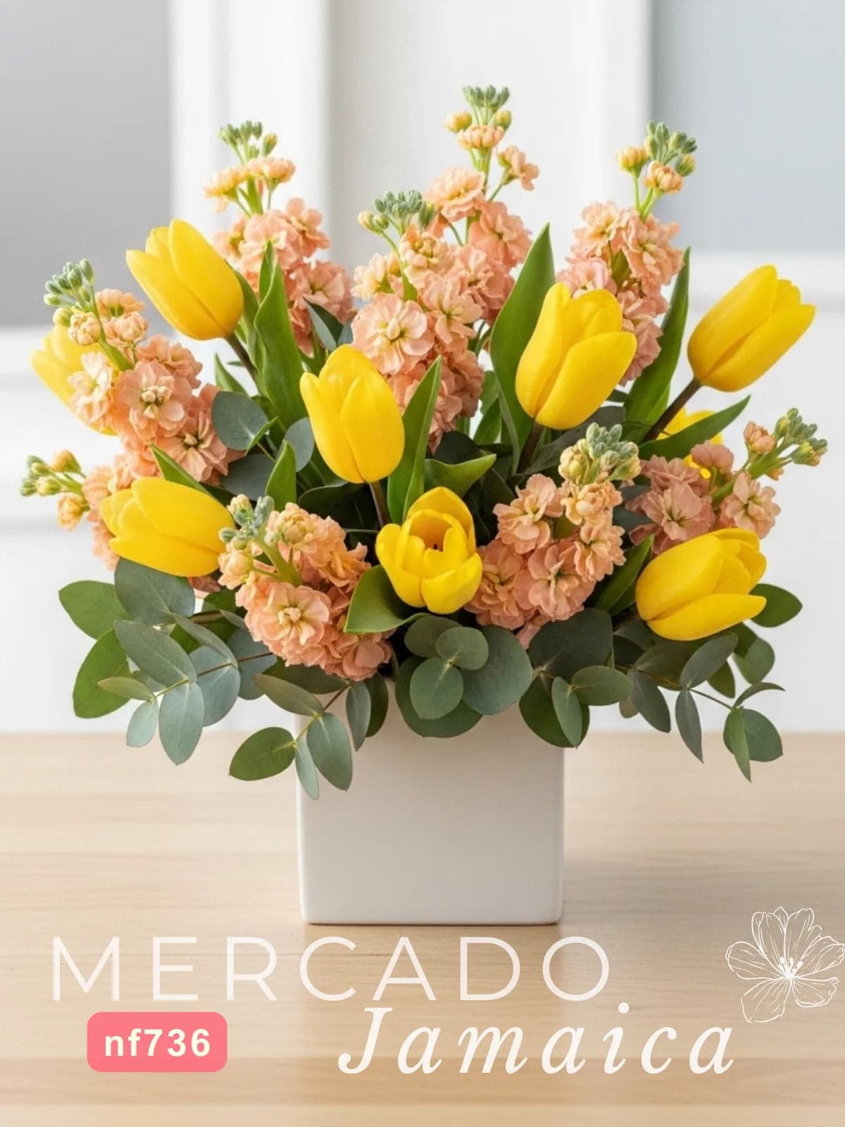Arreglo 10 Tulipanes Amarillos y Matthiolas CDMX