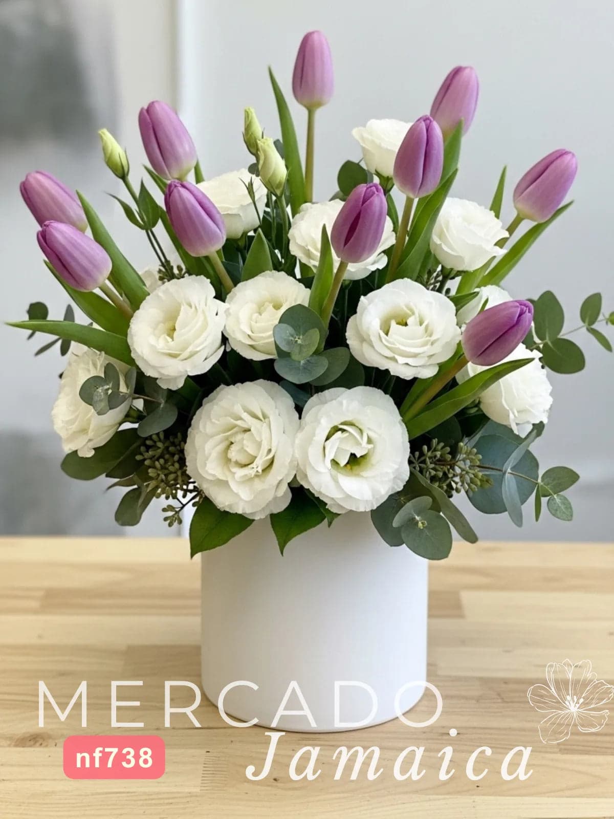 10 Tulipanes Lila con Lisianthus a Domicilio CDMX