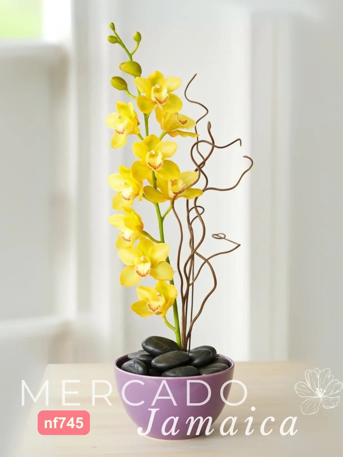 Orquídea Cymbidium Amarilla en Tazón · CDMX