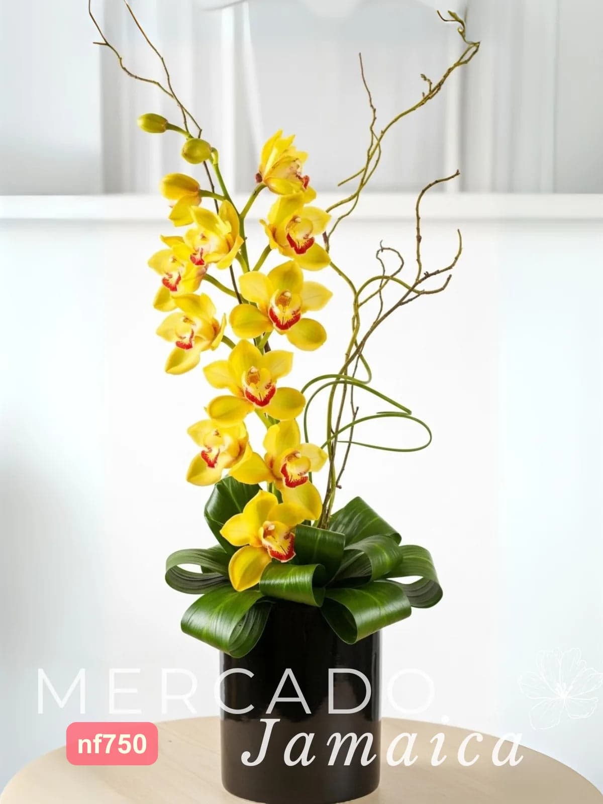 Orquídea Cymbidium Amarilla en Florero CDMX