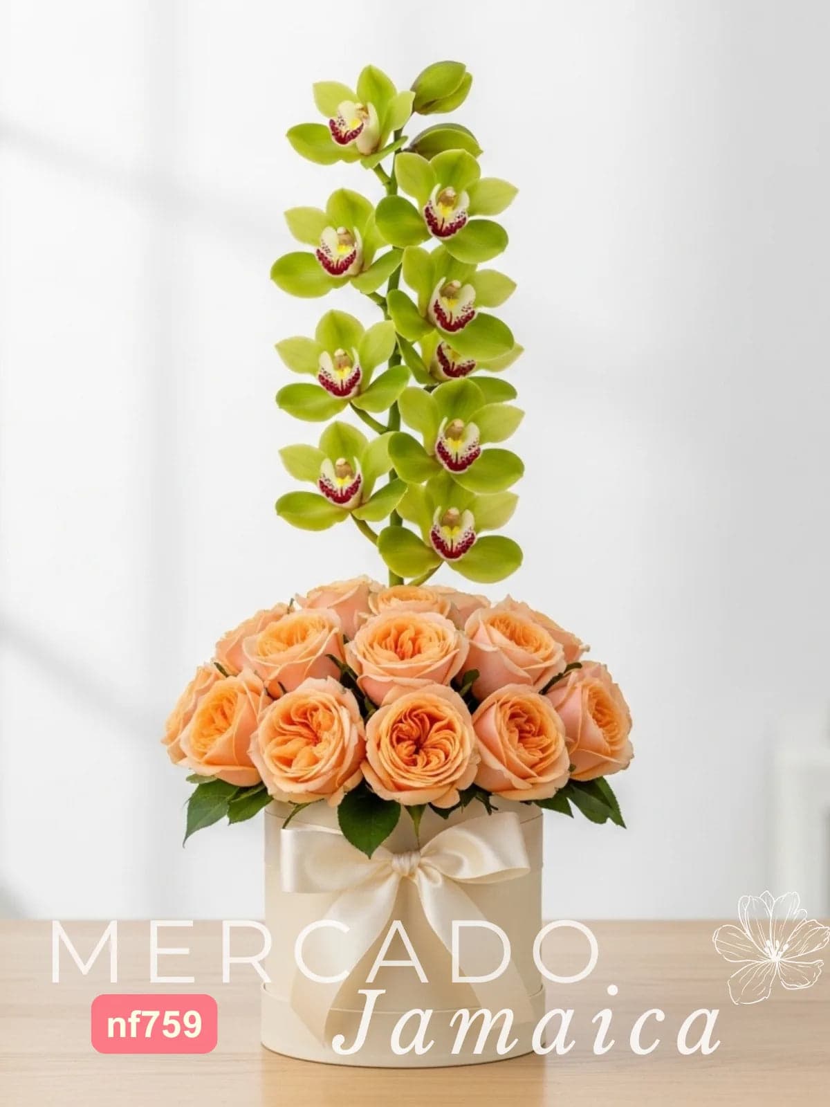 Arreglo Esmeralda: Orquídea y 20 Rosas Jardín CDMX