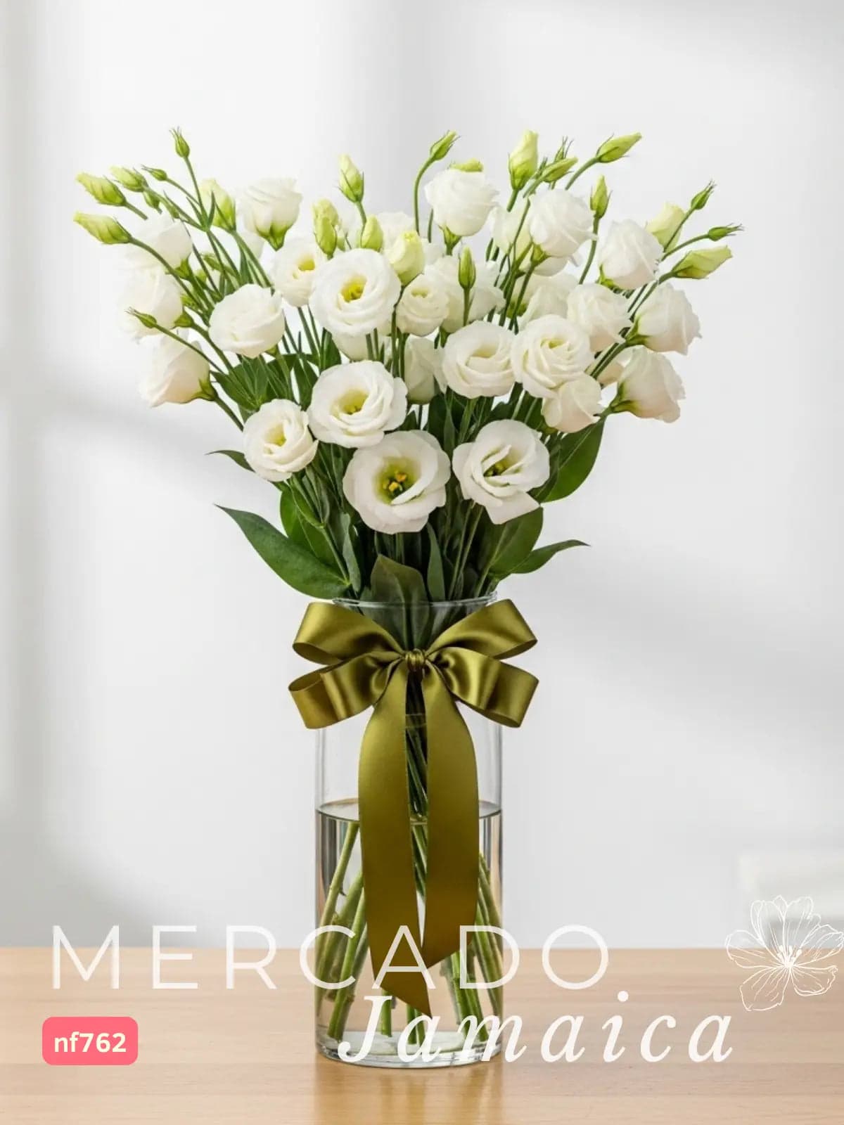 Lisianthus Blanco en Florero | Entrega CDMX