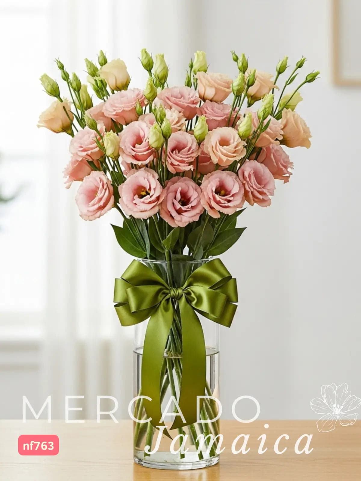 Lisianthus Champán en Florero | Entrega CDMX