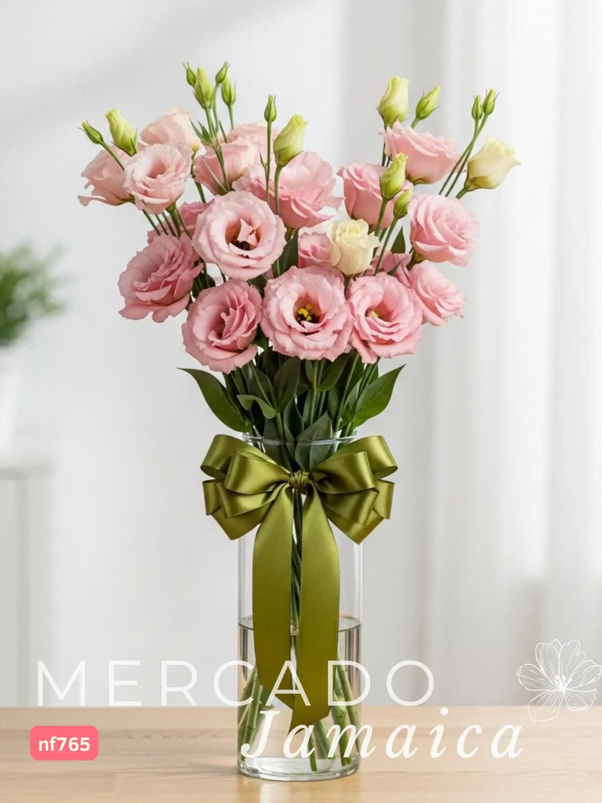 Lisianthus Rosa en Florero | Bouche CDMX