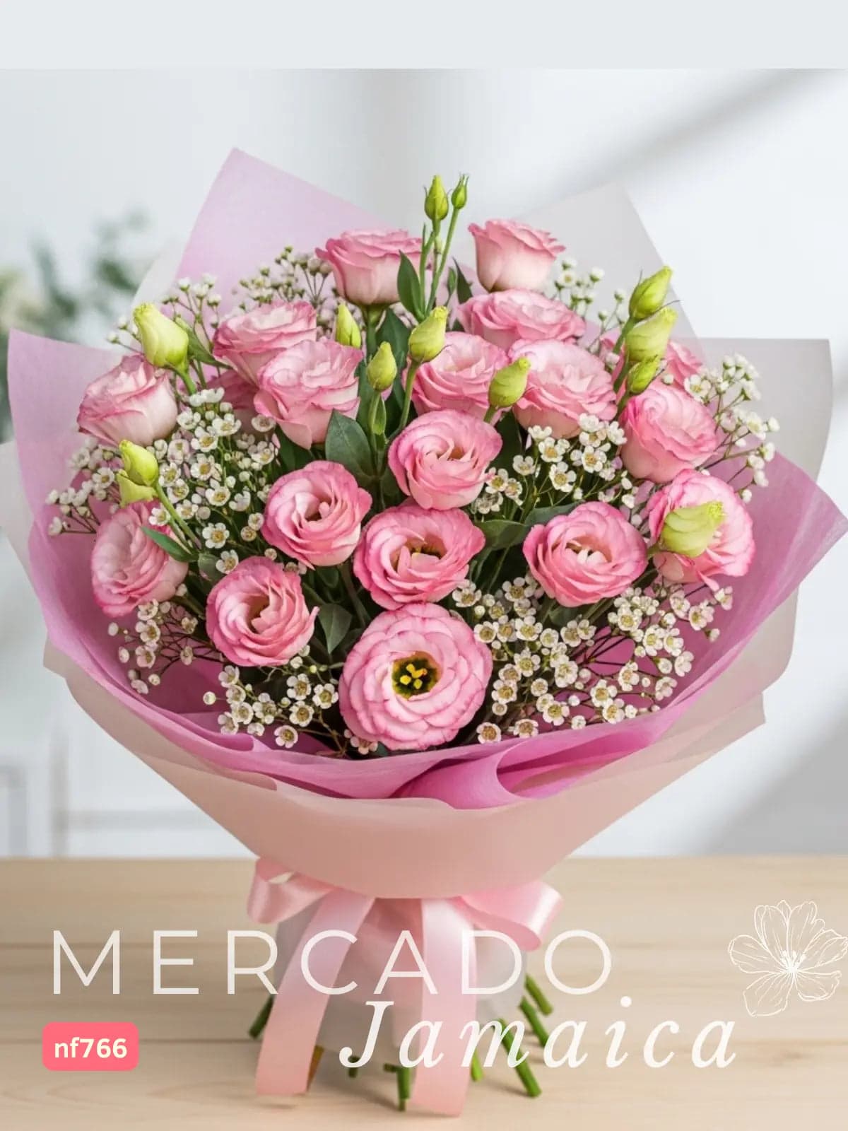 Gran Ramo Lisianthus Rosa y Wax CDMX a Domicilio