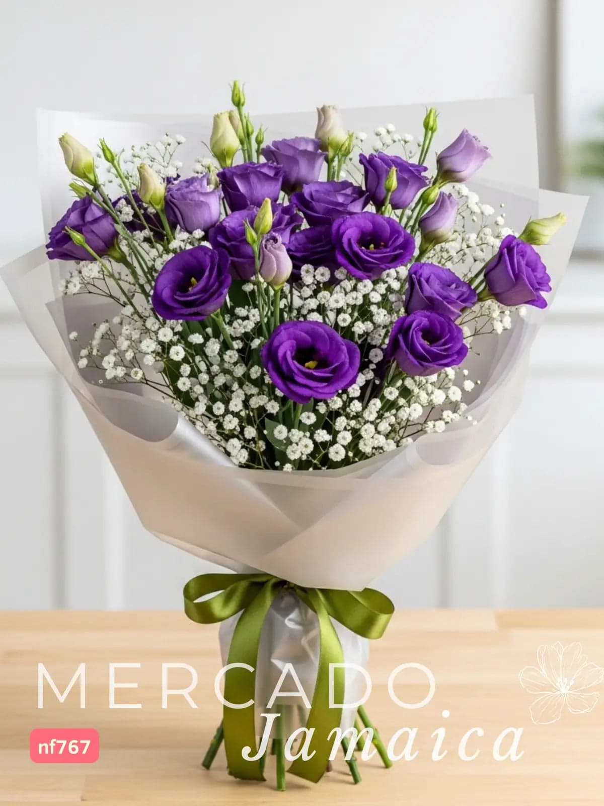 Ramo Lisianthus Morado con Gypsophilia CDMX