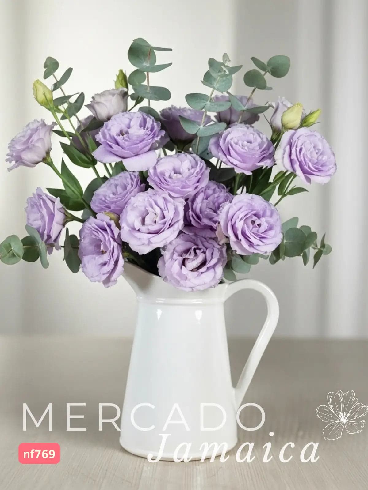 Arreglo Lisianthus Lila en Jarra Cerámica CDMX