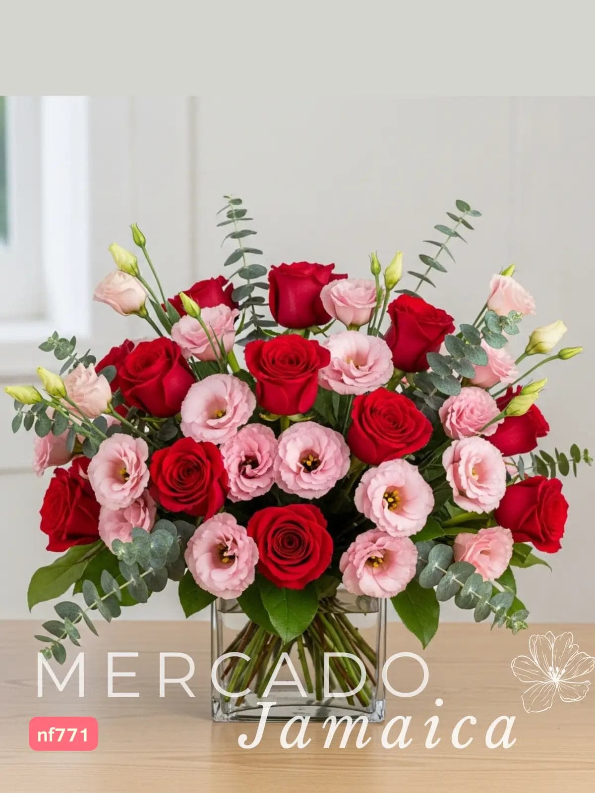 Arreglo Lisianthus Rosa y 24 Rosas Rojas CDMX