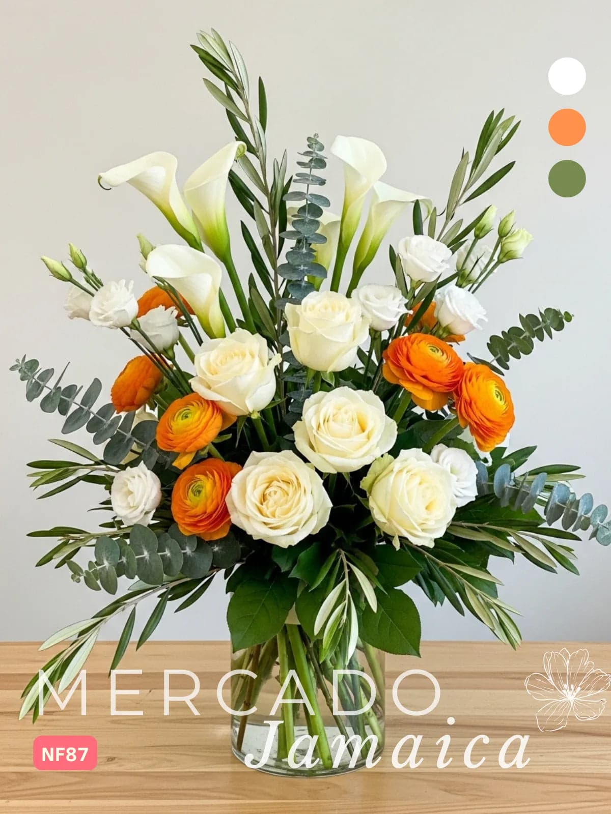 Arreglo Callas y Rosas Blancas con Ranunculus CDMX