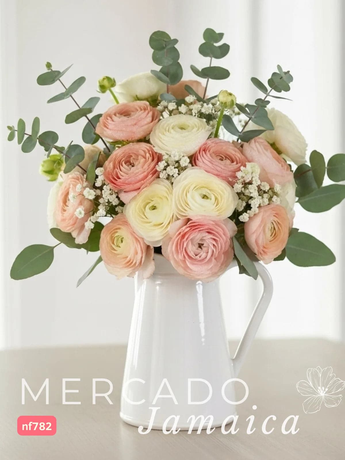Jarrita Floral Rosa: 20 Ranúnculos a Domicilio CDMX
