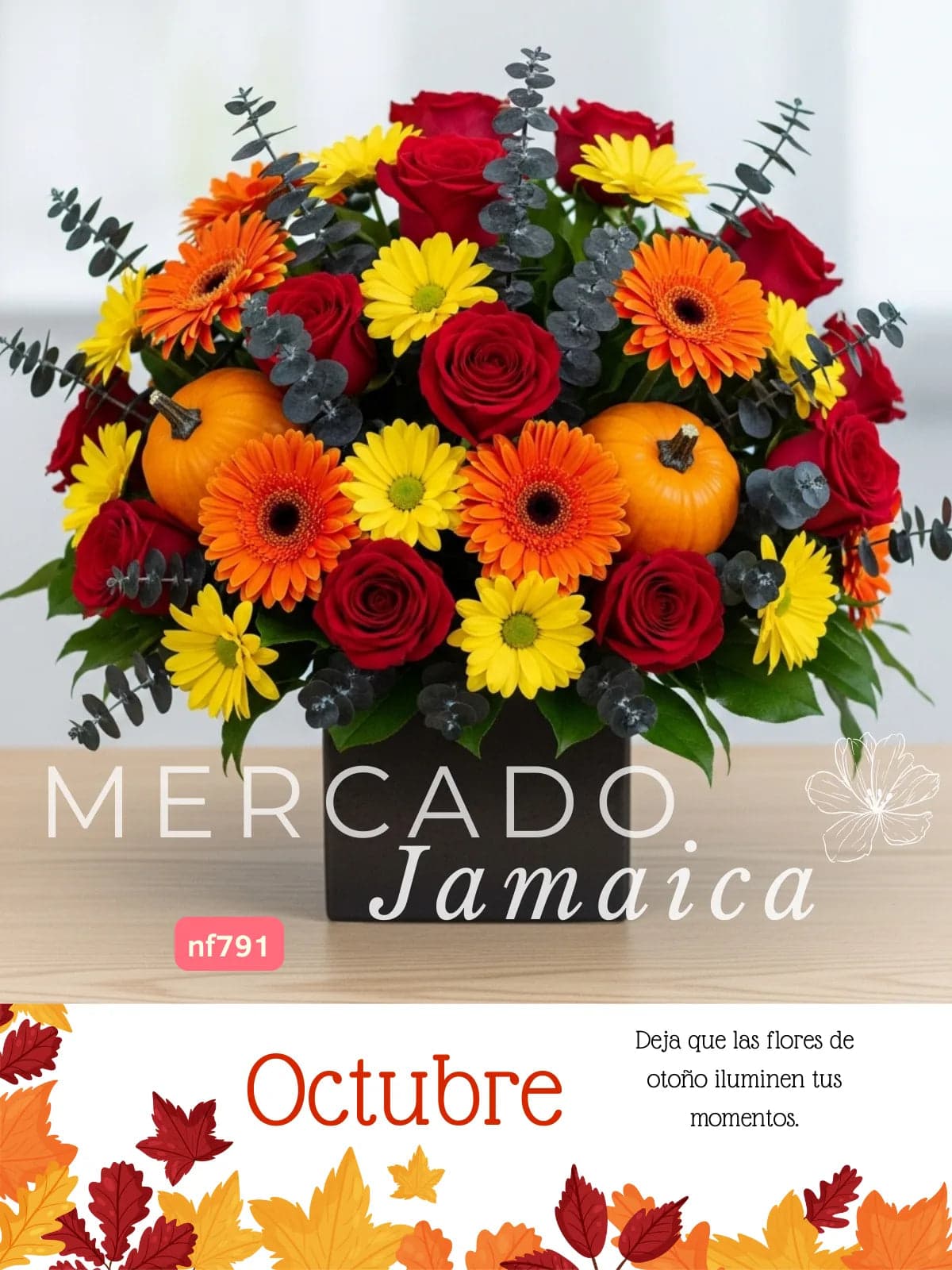 Arreglo Otoñal 15 Rosas Rojas y Gerberas CDMX