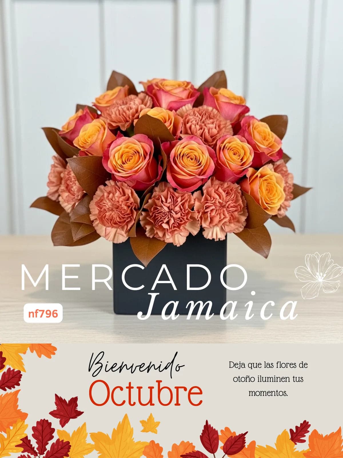 Arreglo Otoñal 24 Rosas y Claveles CDMX