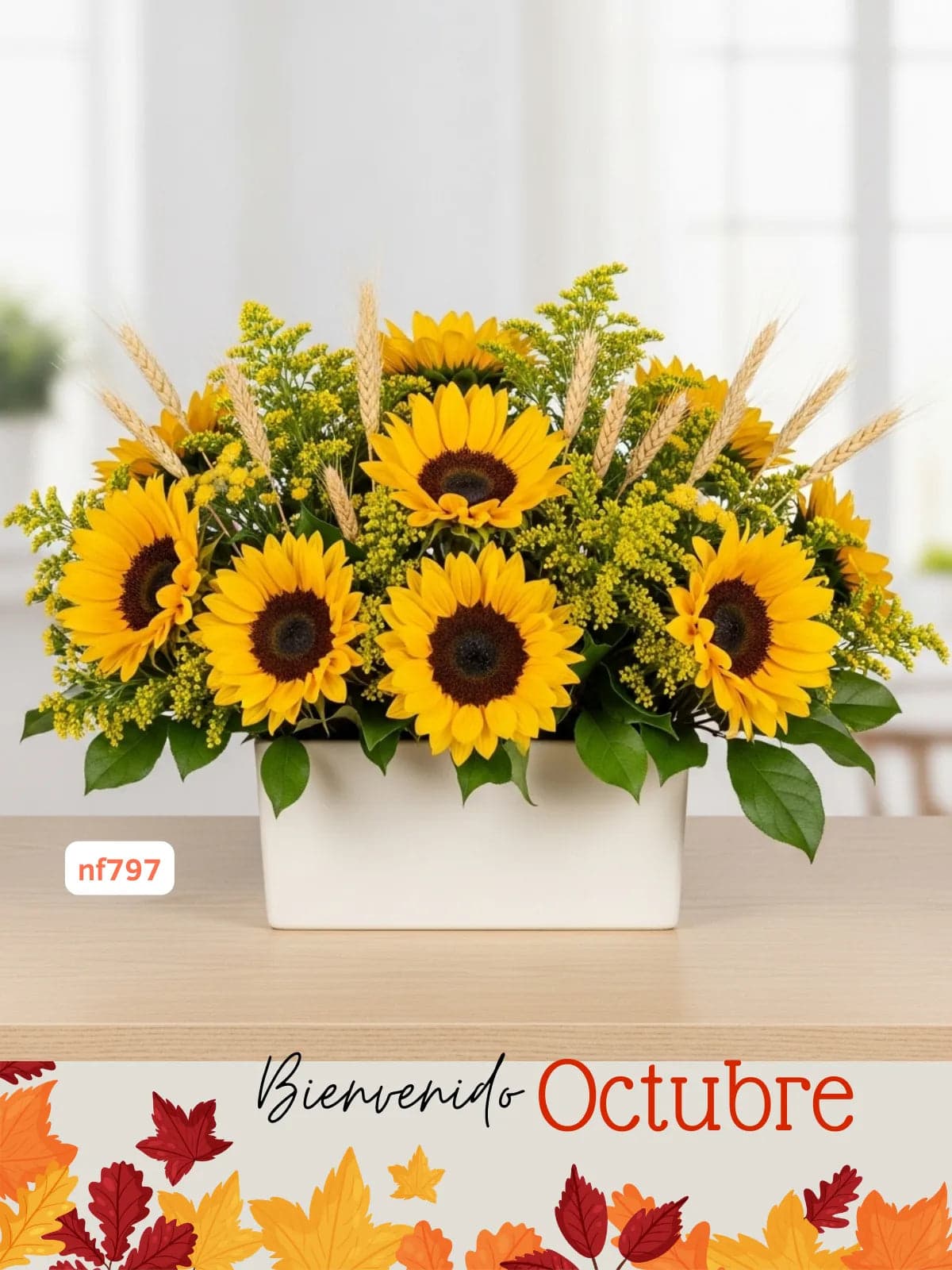 Arreglo 10 Girasoles en Florero Cerámica CDMX