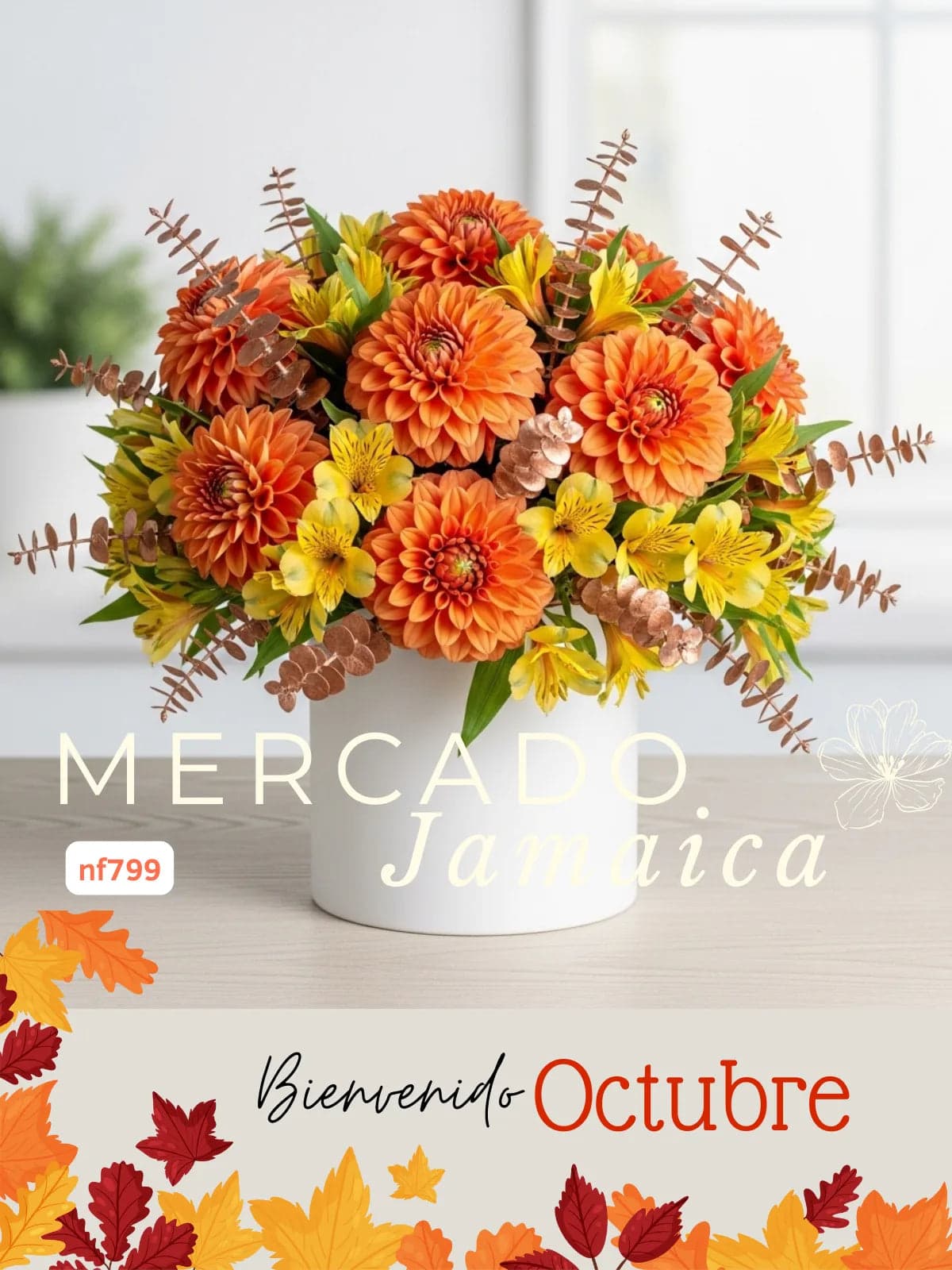 Arreglo Dahlias y Alstroemerias Ocre y Amarillo CDMX