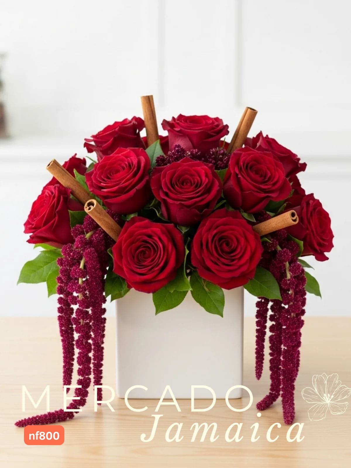 Arreglo 24 Rosas Rojas con Canela en CDMX