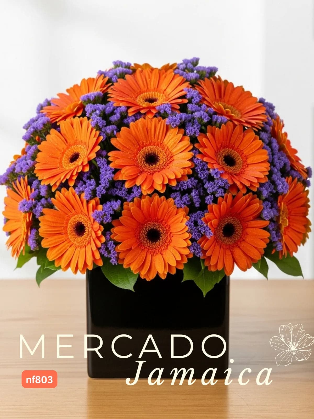 20 Gerberas Naranja en Cubo Cerámica · CDMX