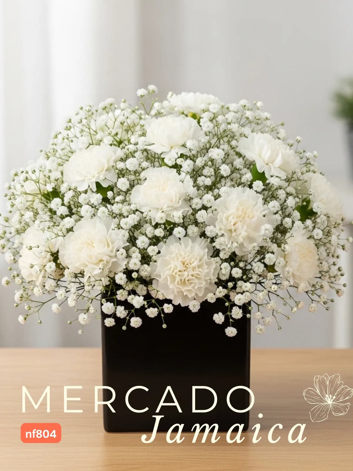 10 Claveles Blancos en Cubo de Cerámica | CDMX
