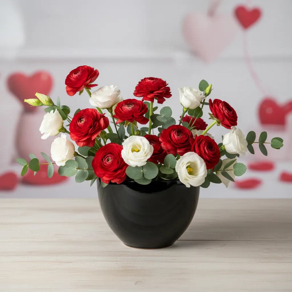 10 Ranúnculos Rojos con Lisianthus · CDMX