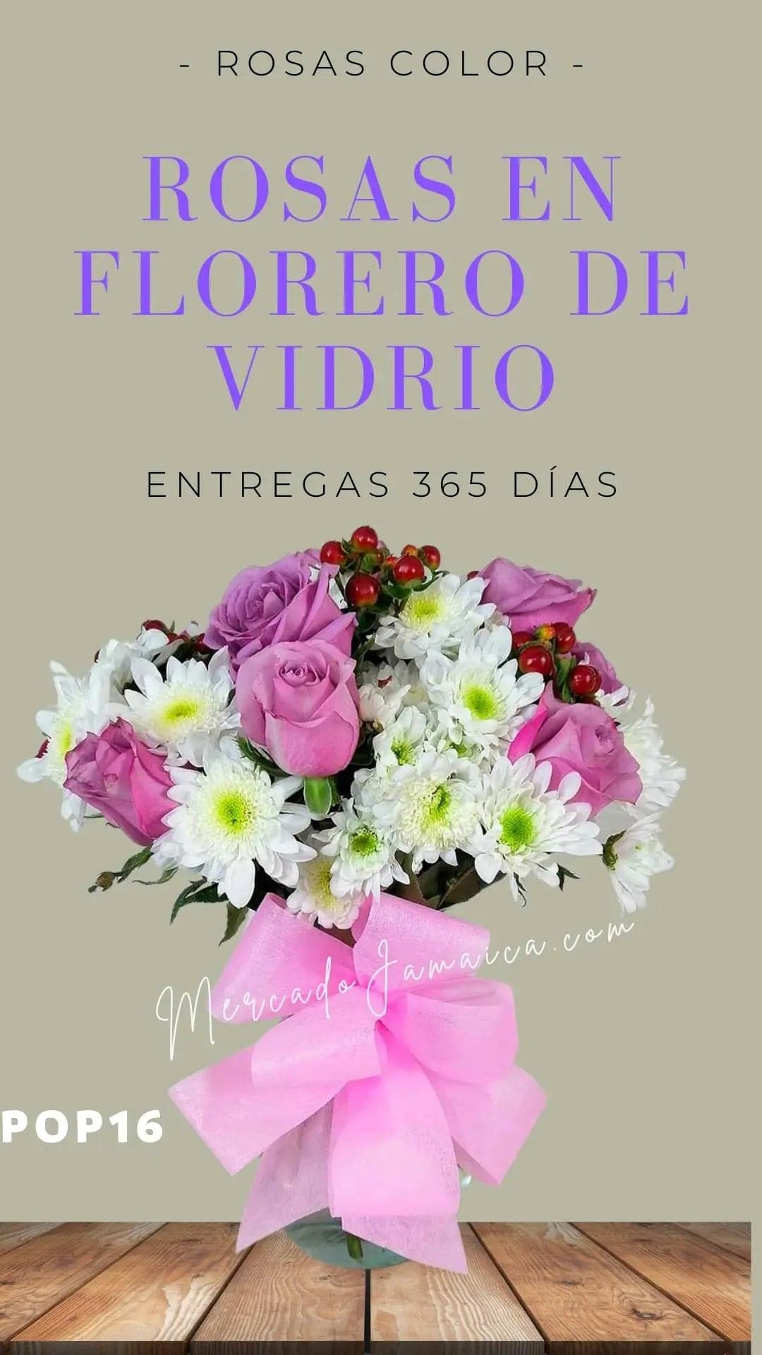 12 Rosas Lila y Margaritas en Florero | CDMX