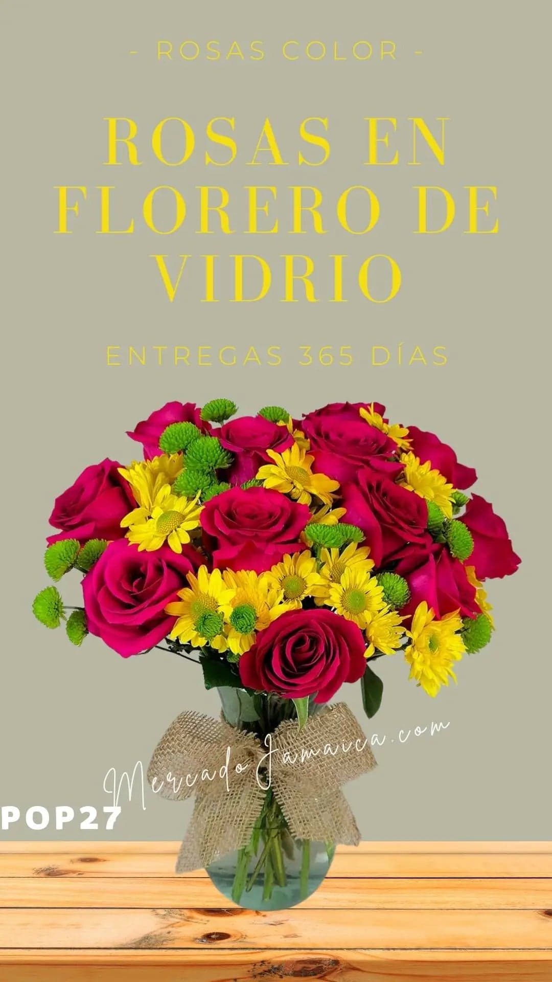 Arreglo 12 Rosas Fucsia con Margaritas CDMX