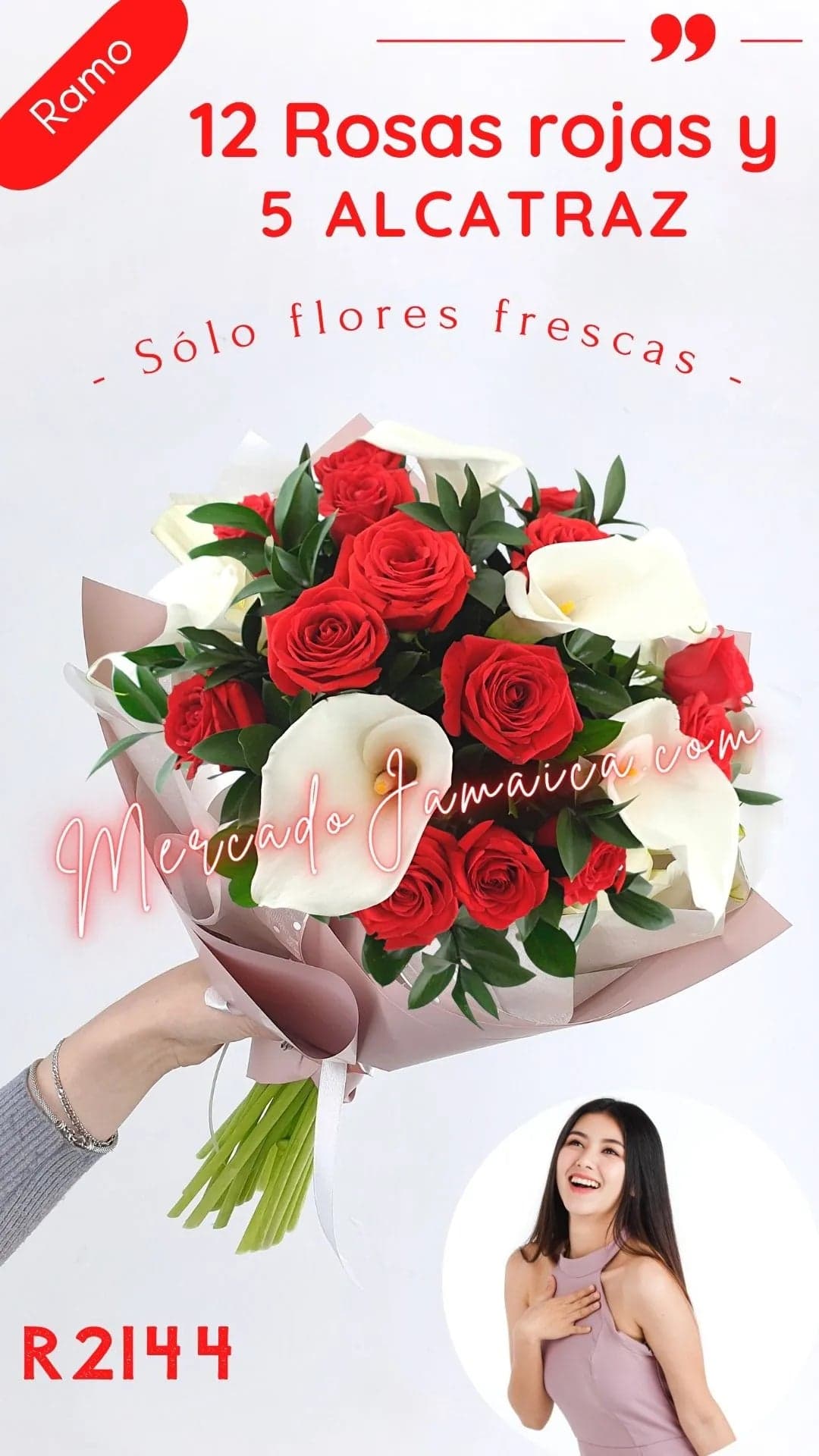 Ramo 12 Rosas Rojas con Alcatraz Blanco CDMX