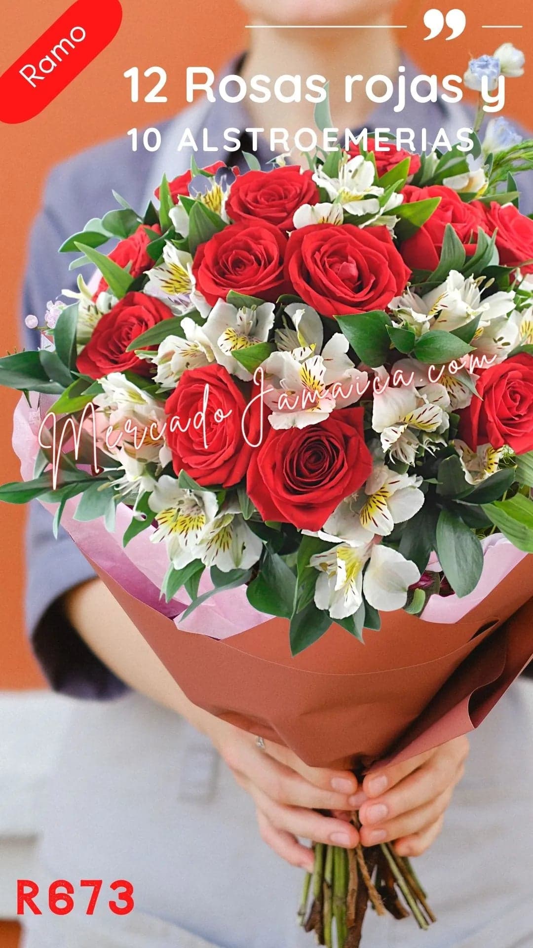 Ramo 12 Rosas Rojas y Alstroemerias CDMX