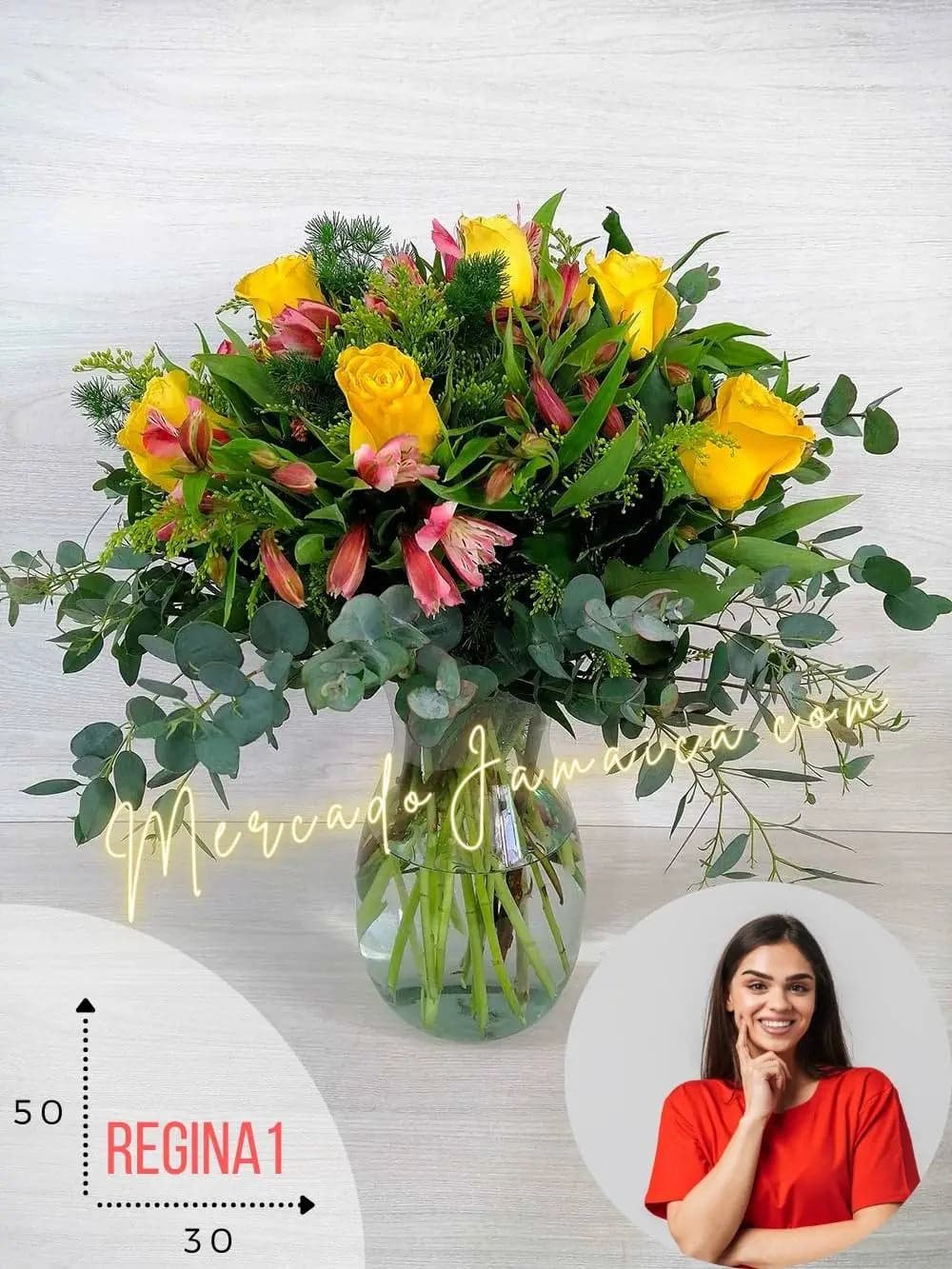 Arreglo Aura Rosas Amarillas en Florero CDMX