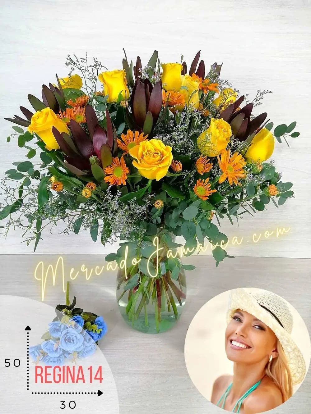 Arreglo Rosas Amarillas y Safaris en Florero CDMX