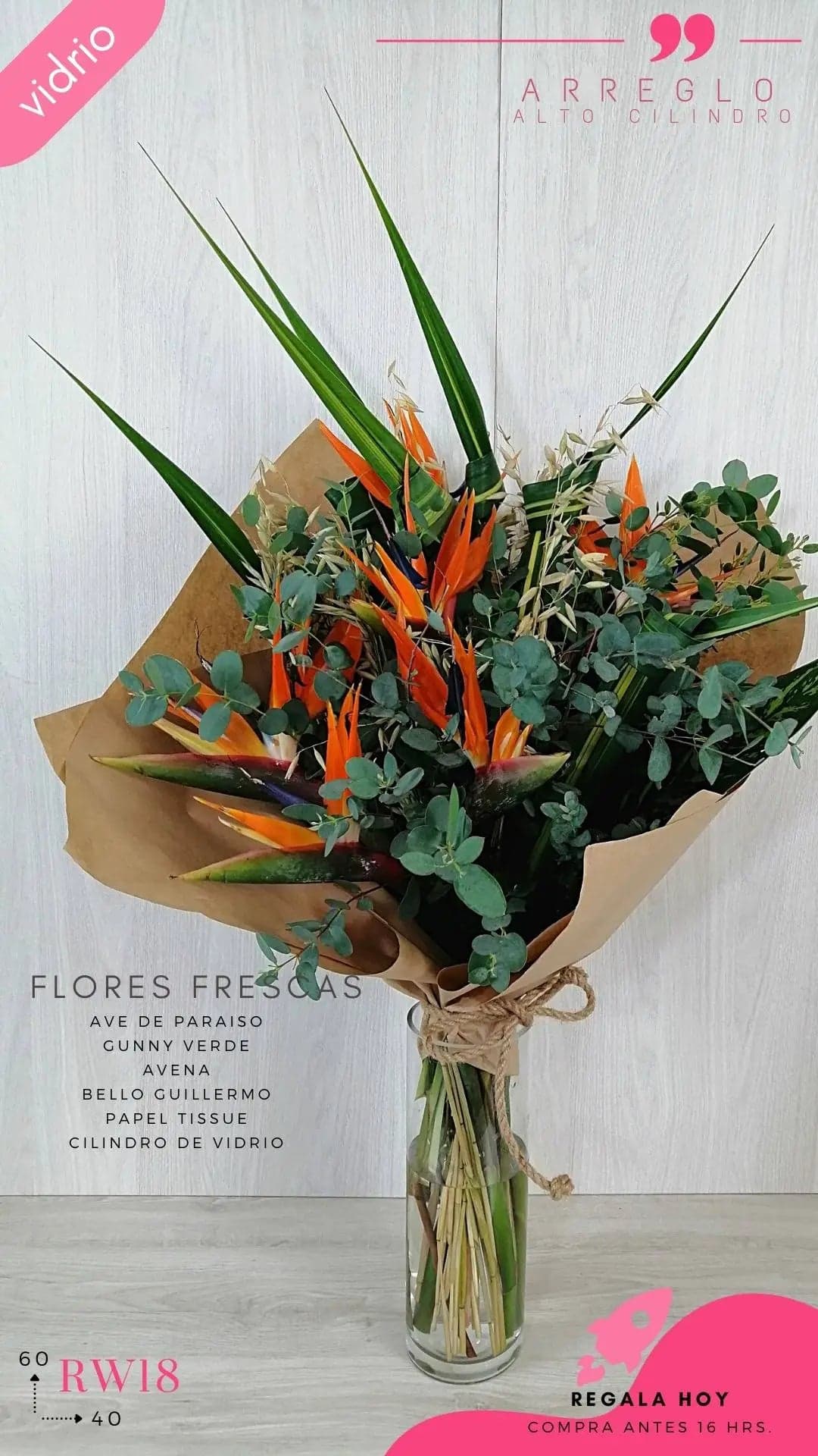 Ramo Tropical Ave de Paraíso con Florero CDMX