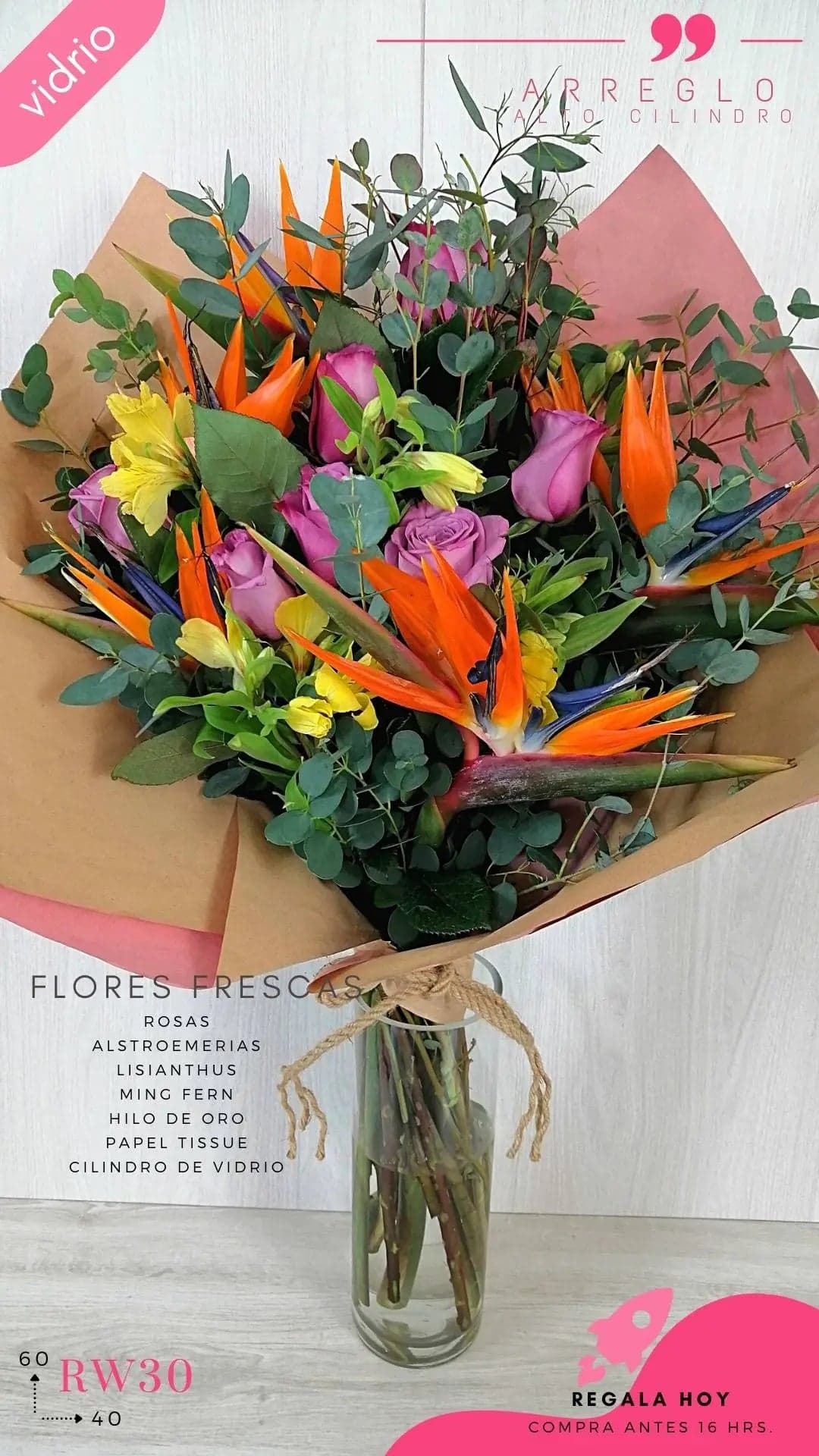 Ramo África: Ave de Paraíso y Rosas – CDMX