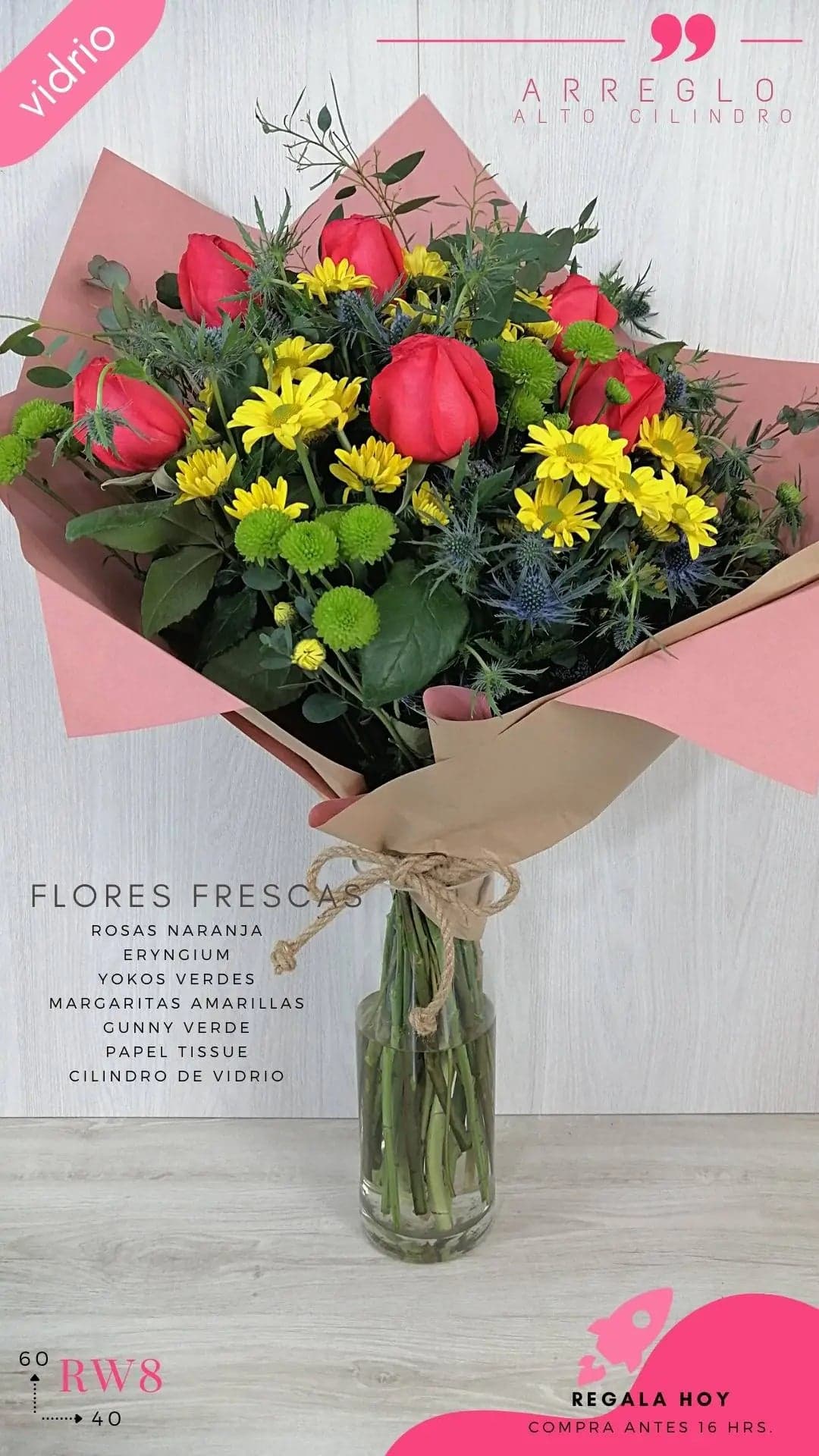Ramo Margaritas y Rosas con Florero CDMX