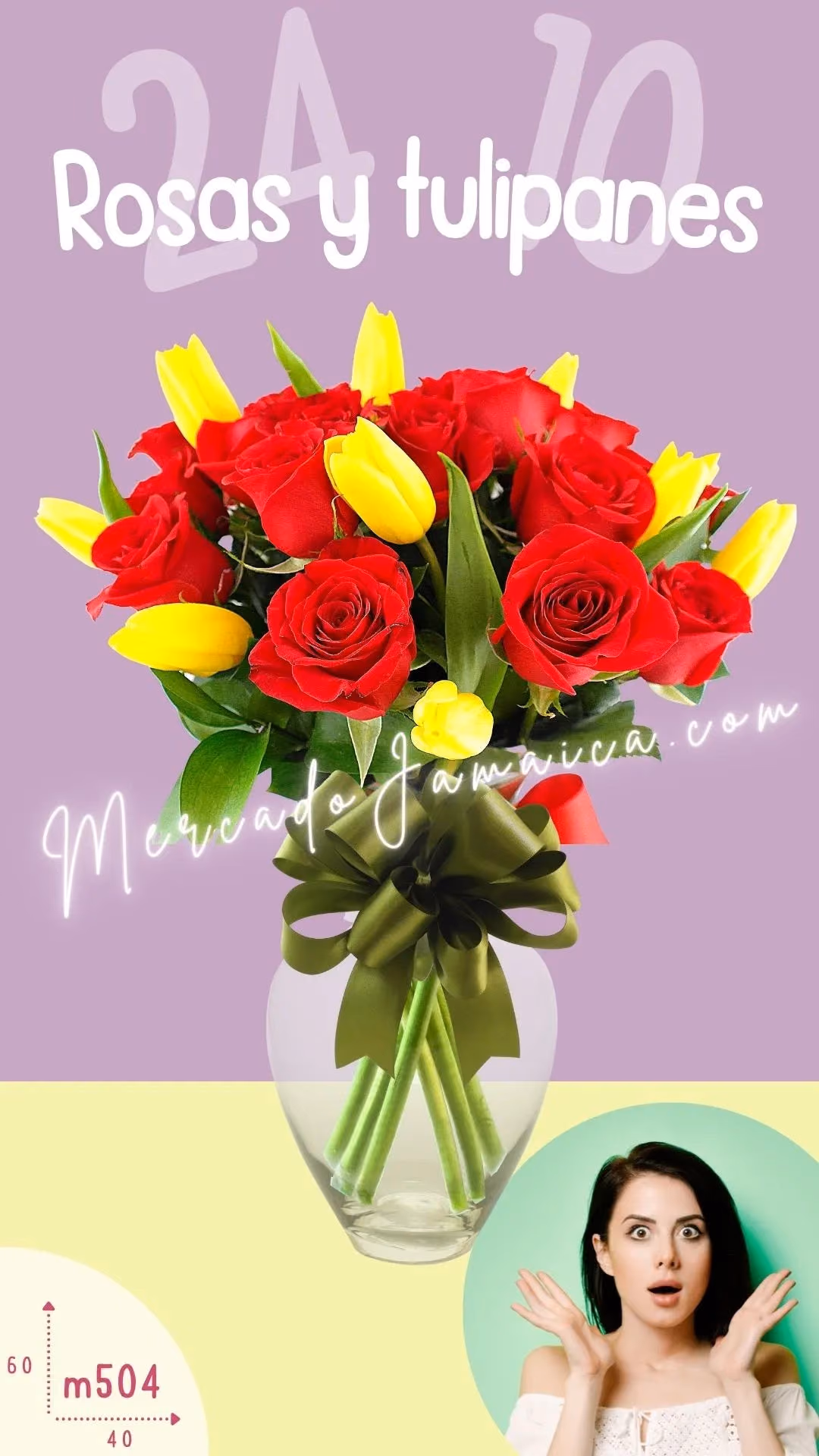 10 Tulipanes Lost Cherry y 24 Rosas Rojas CDMX