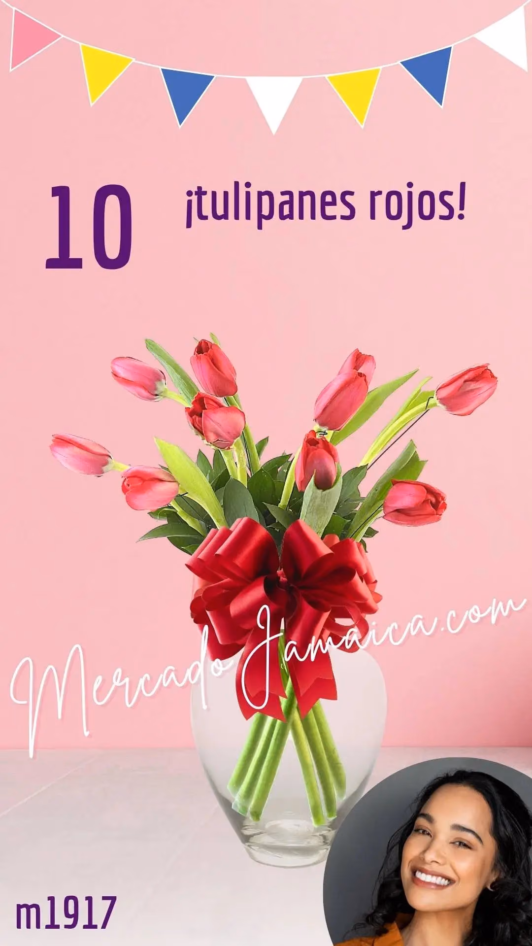 10 Tulipanes Rojos en Jarrón · Entrega CDMX