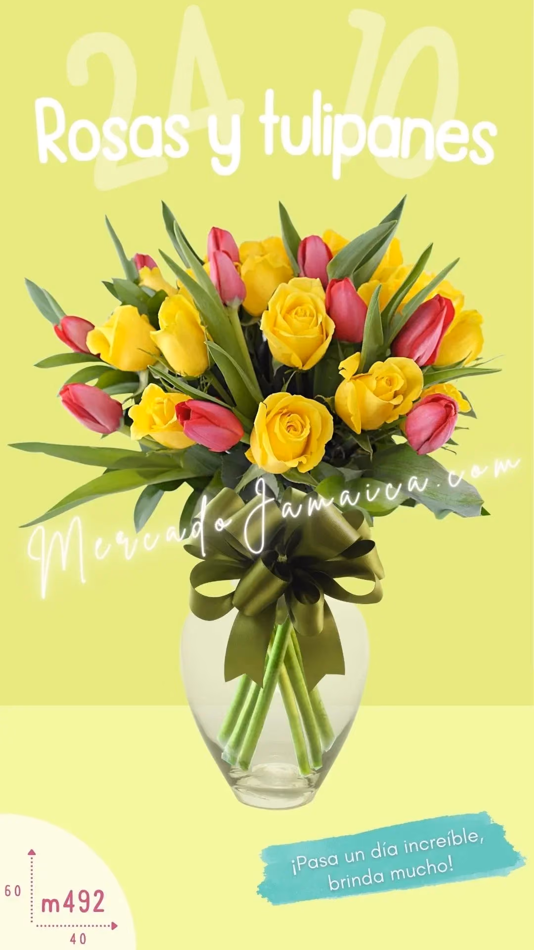 10 Tulipanes Rojos y 24 Rosas Red Marvel CDMX