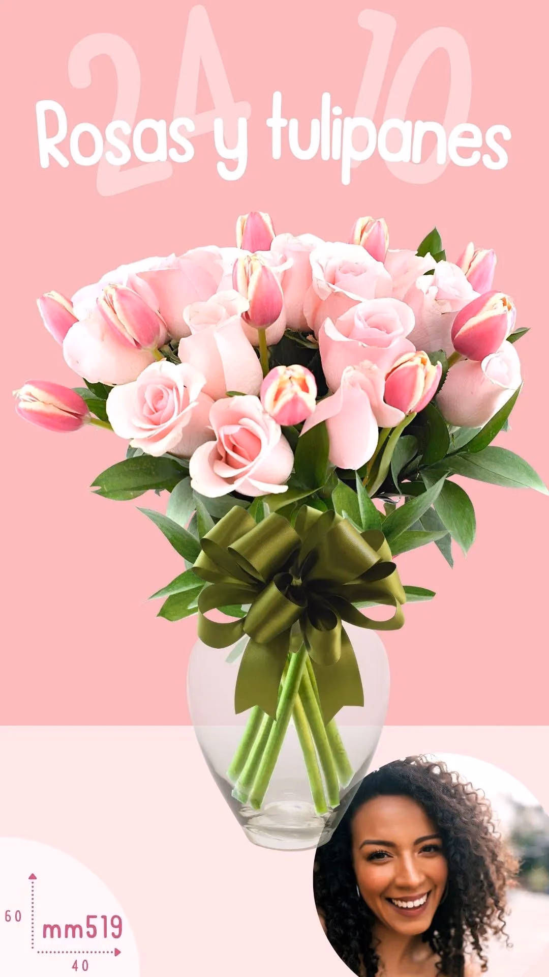 10 Tulipanes y 24 Rosas en Jarrón · CDMX