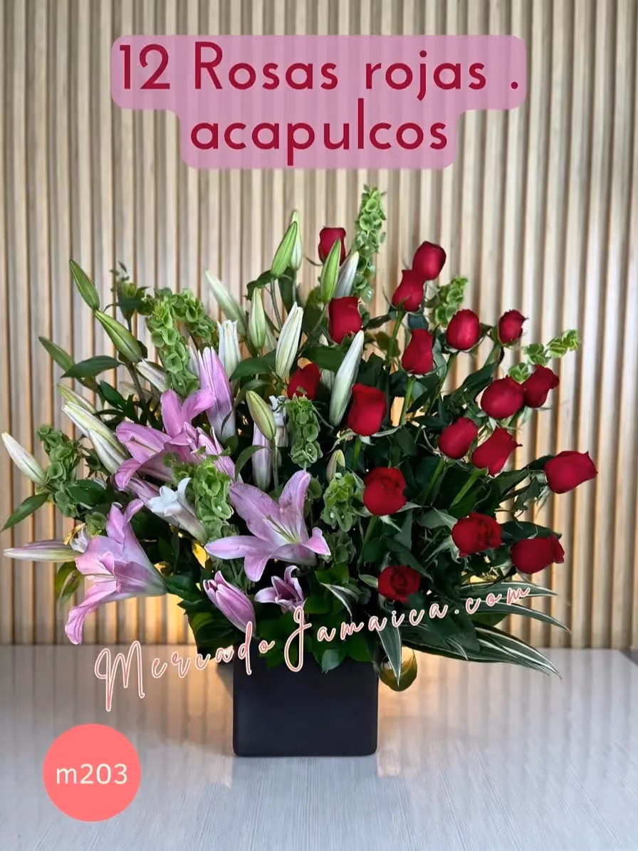 12 Rosas Rojas y 5 Lirios Stargazer en CDMX