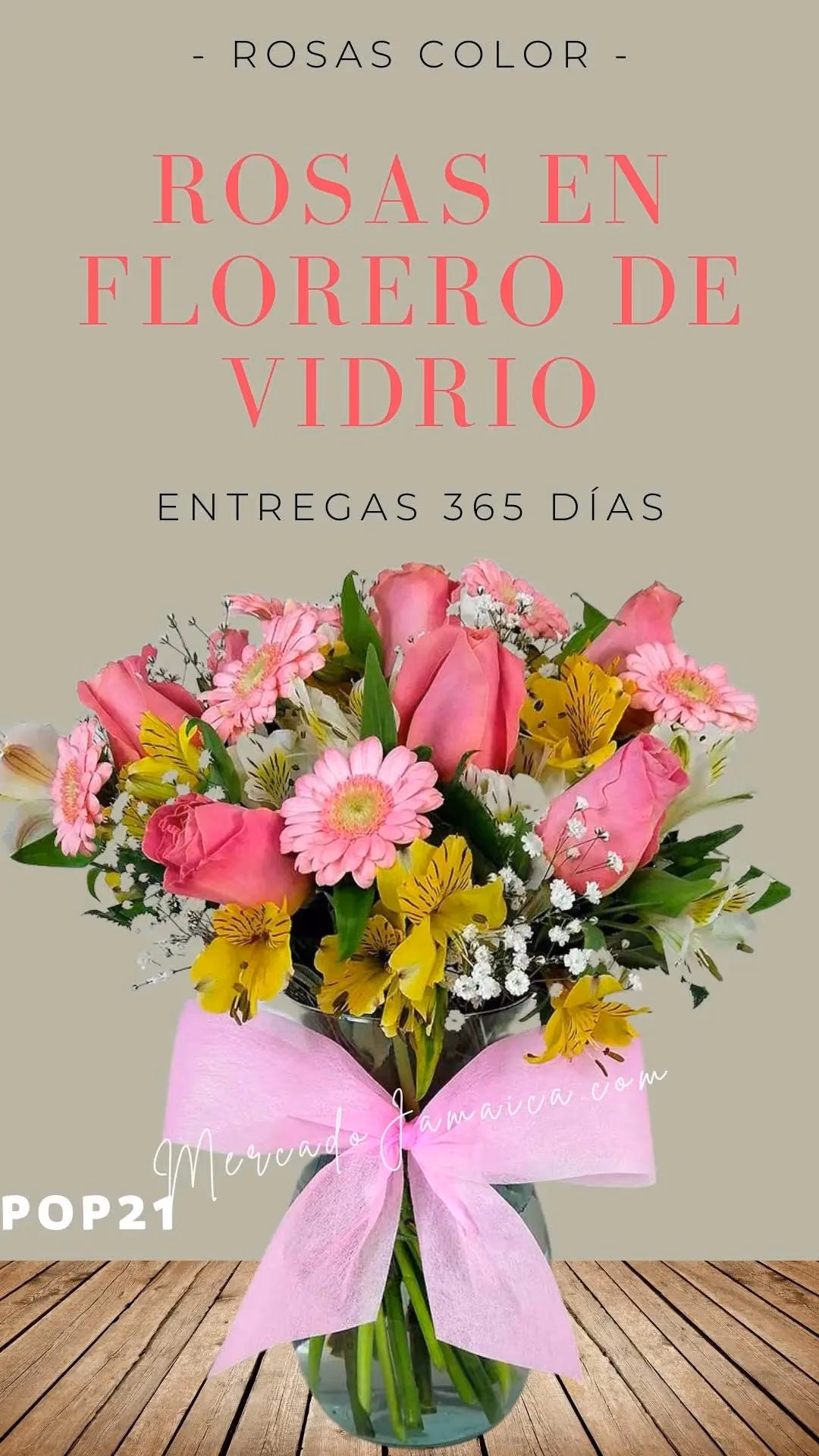 12 Rosas Rosas con Gerberas y Astromelias CDMX
