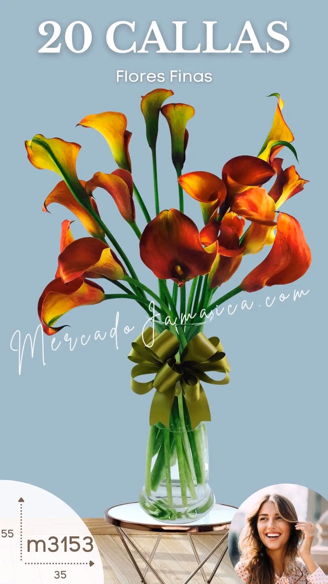 20 Callas Naranja en Florero | Entrega CDMX