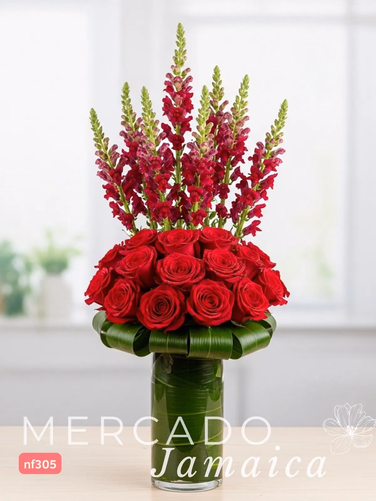 20 Rosas Rojas y Perritos Vino en Florero CDMX