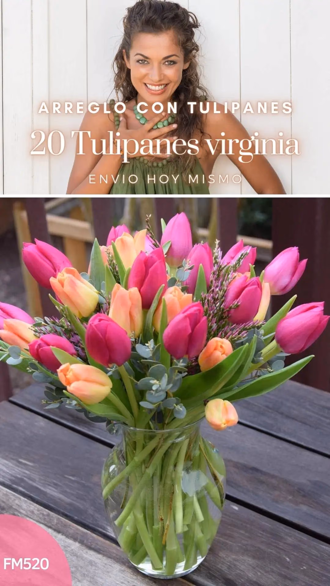 20 Tulipanes Virginia Fucsia y Naranja · CDMX