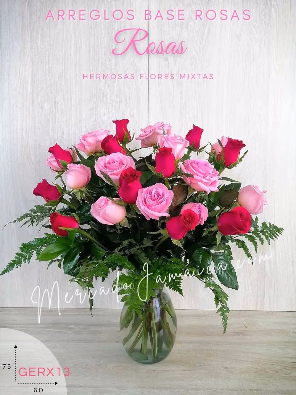 24 Rosas Fucsia y Rosa en Florero | CDMX