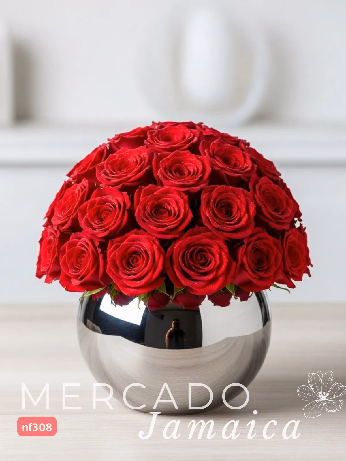 24 Rosas Rojas en Florero Esférico · Entrega CDMX
