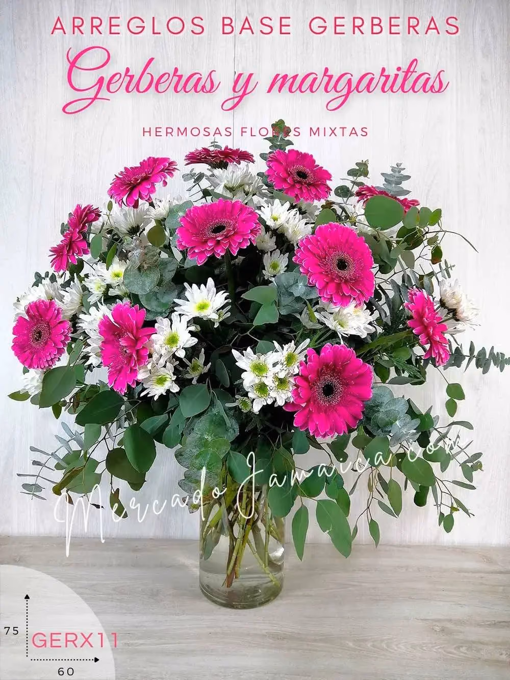 Arreglo 10 Gerberas Fucsia y Margaritas CDMX