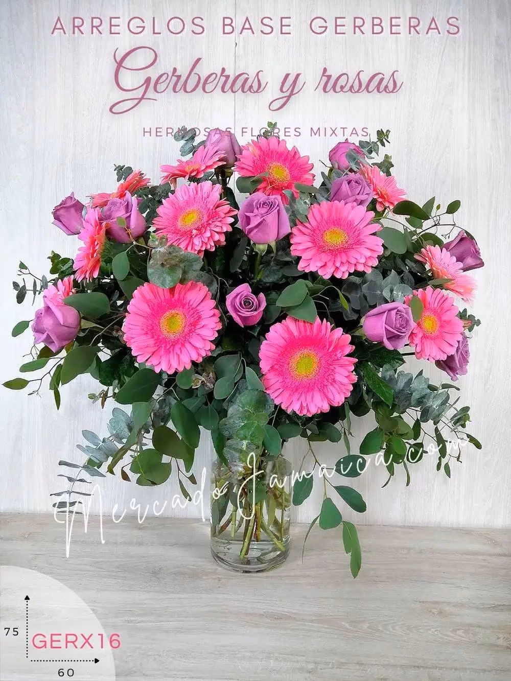 Arreglo 10 Gerberas Rosa y Rosas Lila · CDMX