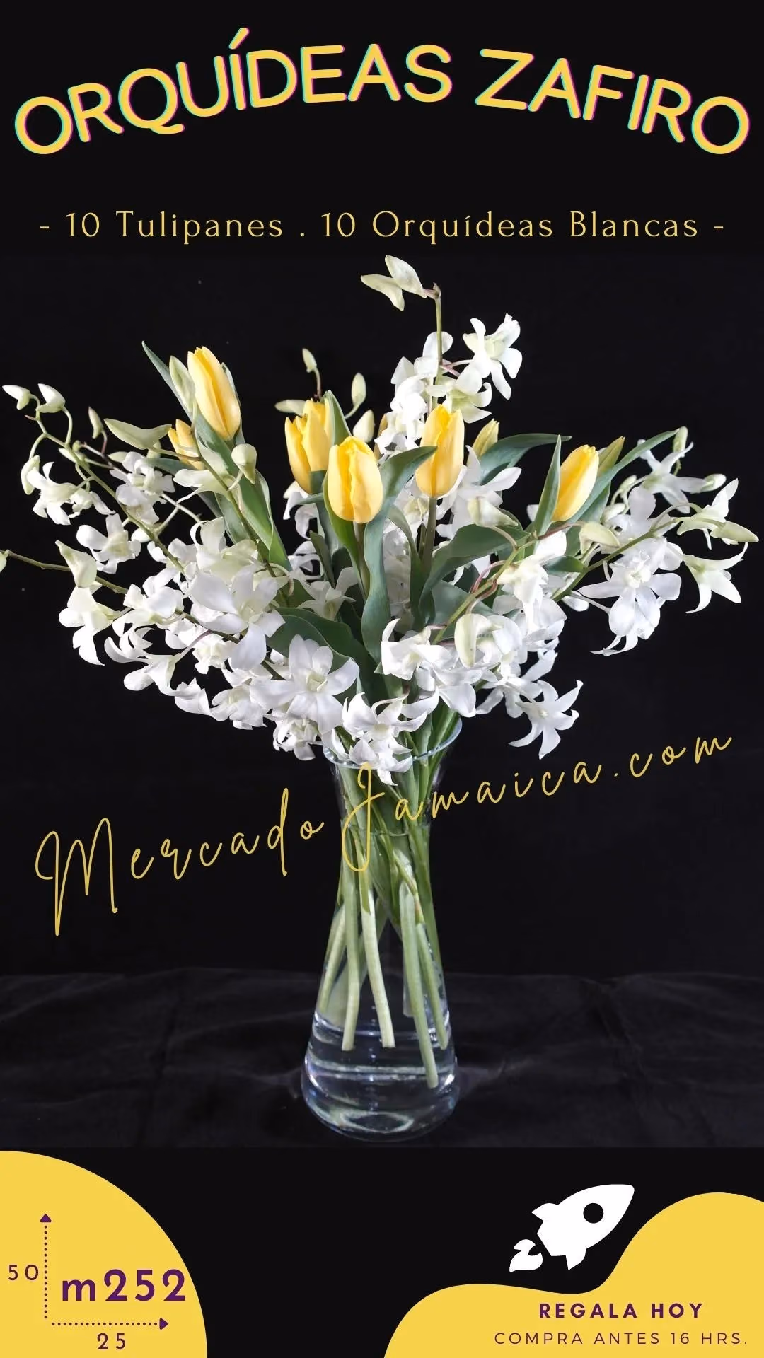Arreglo 10 Orquídeas Blancas y Tulipanes CDMX