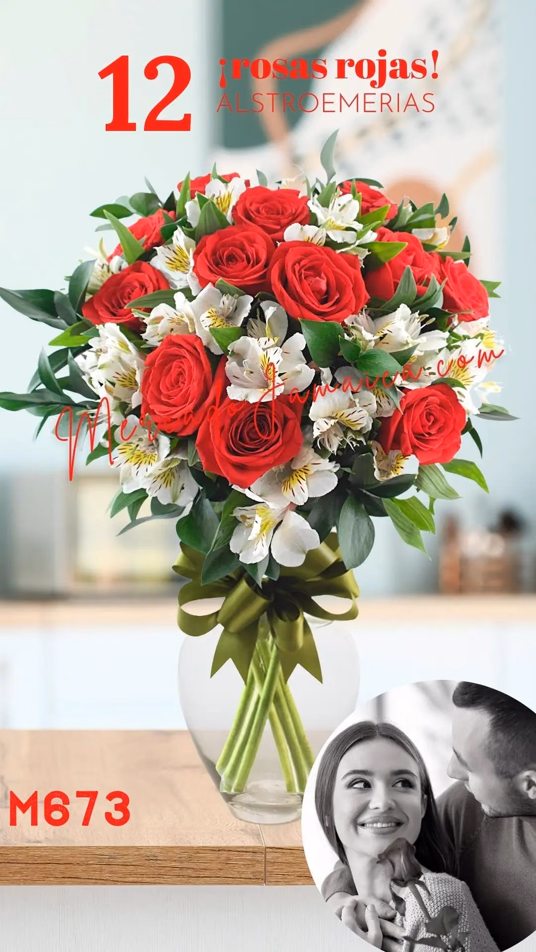Arreglo 12 Rosas Rojas y Alstroemeria CDMX